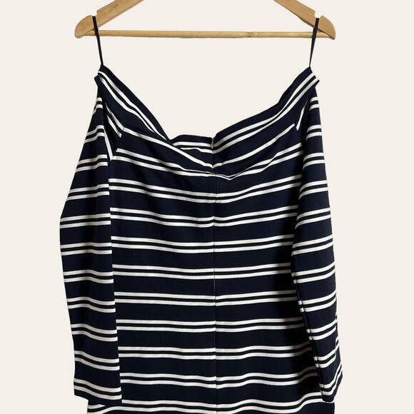 Bec & Bridge Ahoy Long Sleeve Off the Shoulder Midi Dress in Ink Stripe Size 8 - Picture 4 of 9